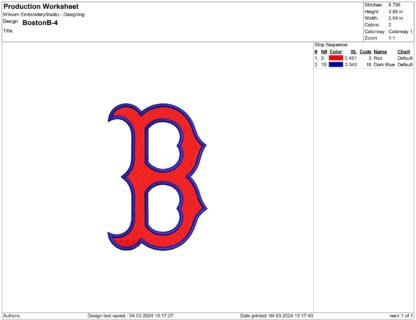 Boston Red Sox Embroidery design files