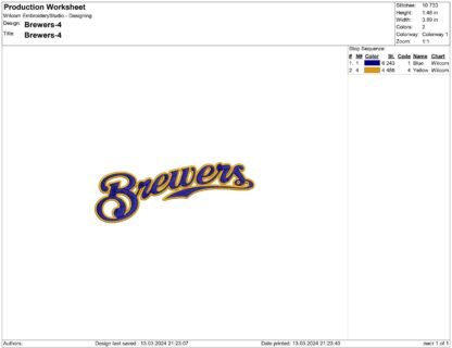 Milwaukee Brewers Embroidery design