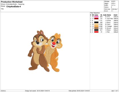 Chip and Dale Embroidery design