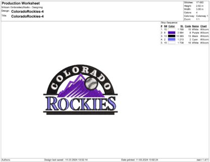 Colorado Rockies Embroidery design