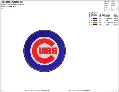 Chicago Cubs Embroidery design