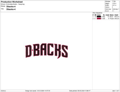 Arizona Diamondbacks Embroidery design