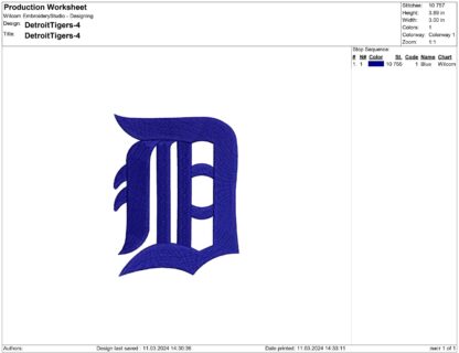 Detroit Tigers Embroidery design