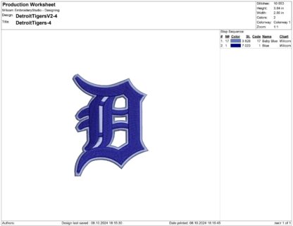 Detroit Tigers Embroidery design