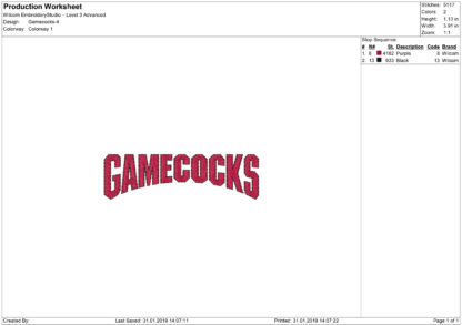 South Carolina Gamecocks Embroidery design files for machine embroidery
