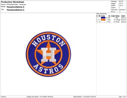 Houston Astros Embroidery design