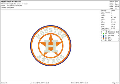 Houston Astros Embroidery design