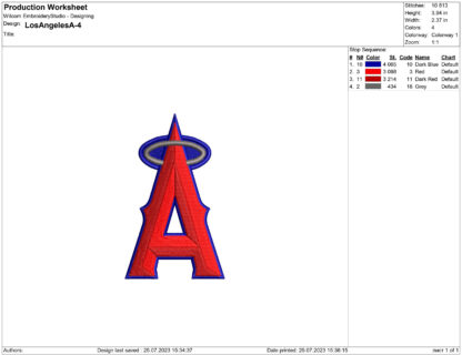 Los Angeles Angels Embroidery design