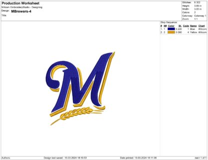 Milwaukee Brewers Embroidery design