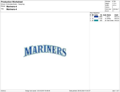 Seattle Mariners Embroidery design