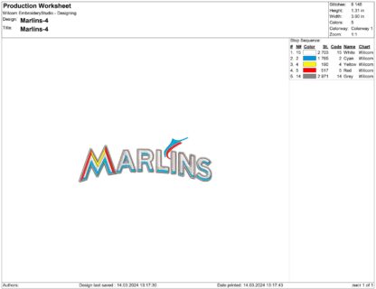 Marlins Embroidery designs