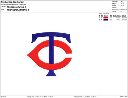 Minnesota Twins Embroidery design