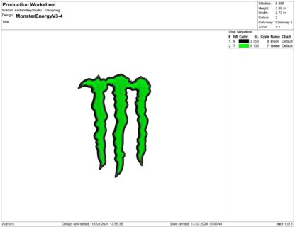 Monster Energy Embroidery design