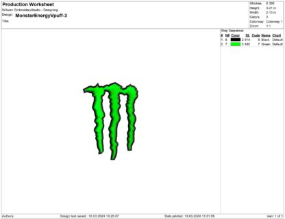 Monster Energy Embroidery design