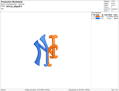 3D puff NY Embroidery design files