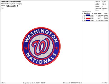 Washington Nationals Embroidery design