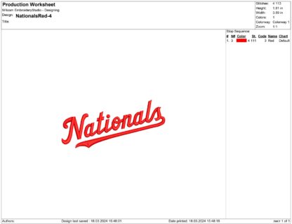 Washington Nationals Embroidery design