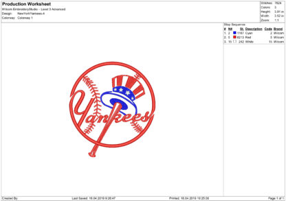 Yankees Embroidery design