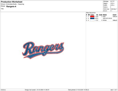 Texas Rangers Embroidery designs