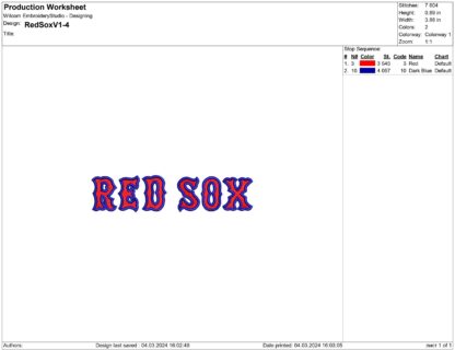 Boston Red Sox Embroidery design files