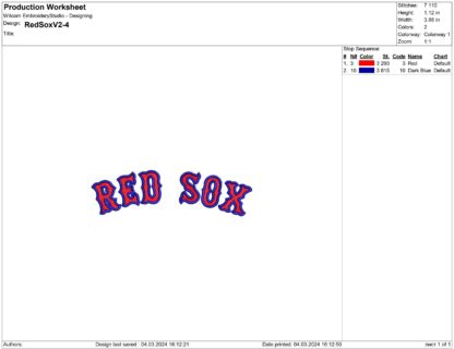 Red Sox Embroidery design