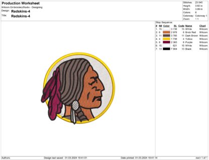 Washington Redskins Embroidery design