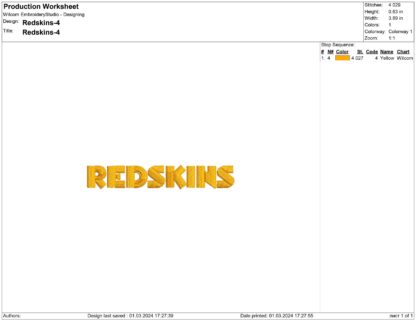 Washington Redskins Embroidery design