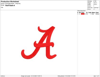 Alabama Crimson Tide Embroidery design