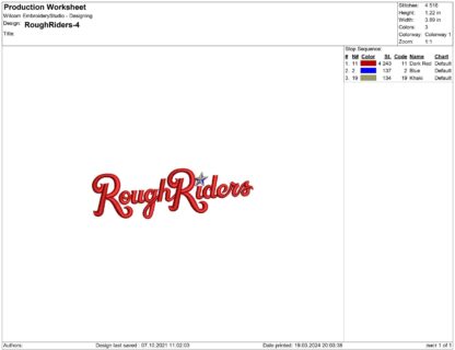 Frisco RoughRiders Embroidery design