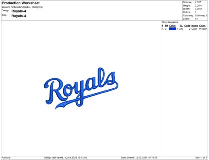 Kansas City Royals Embroidery design