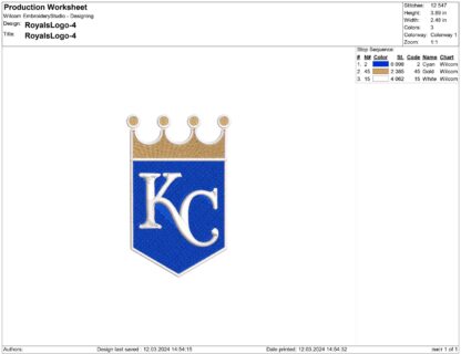 Kansas City Royals Embroidery design