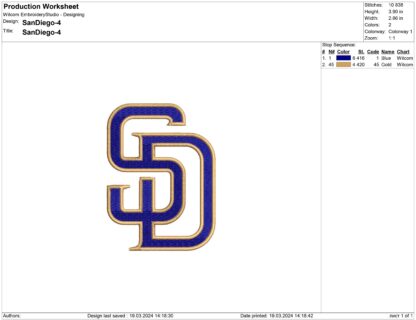 San Diego Padres Embroidery design