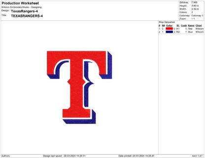 Texas Rangers Embroidery designs
