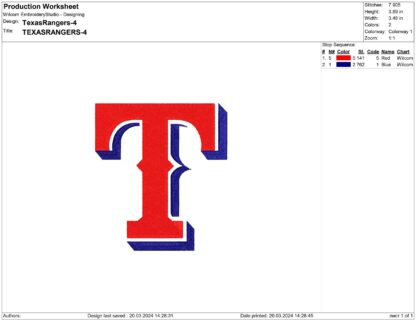 Texas Rangers Embroidery designs