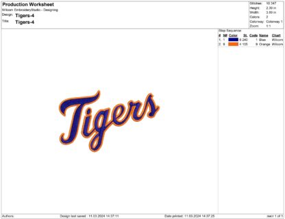 Detroit Tigers Embroidery design