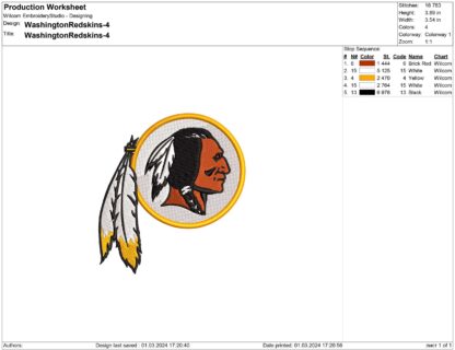 Washington Redskins Embroidery design