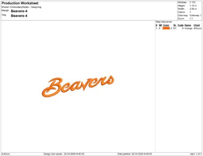 Oregon Beavers Embroidery design