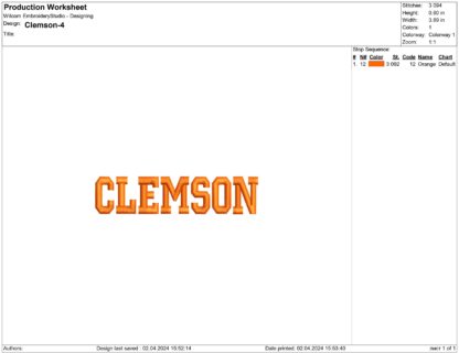 Clemson Tigers Embroidery design