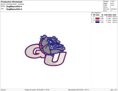 Gonzaga Bulldogs Embroidery design