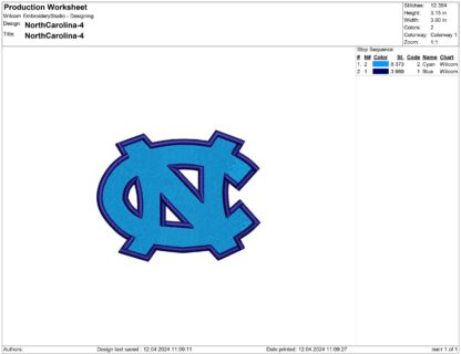 North Carolina Tar Heels Embroidery design