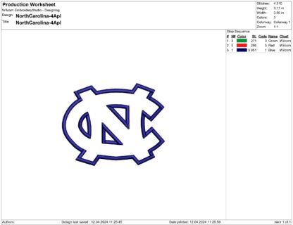 Carolina Tar Heels applique