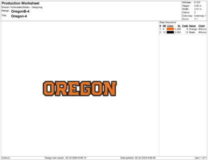 Oregon Beavers Embroidery design