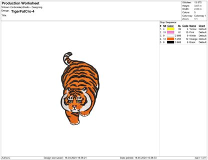 Panghu Fat Tiger Embroidery design