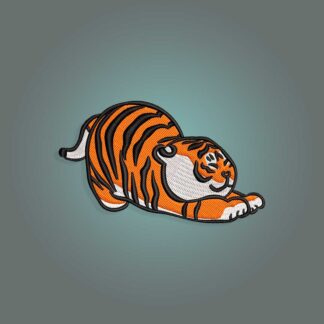 Stretching Fat Tiger Embroidery design