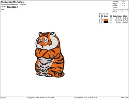 Fat Sad Tiger Embroidery design files - Image 2