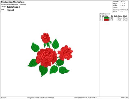 Three Roses Embroidery design