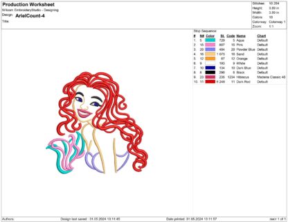 The Little Mermaid Ariel Embroidery design files - Image 2