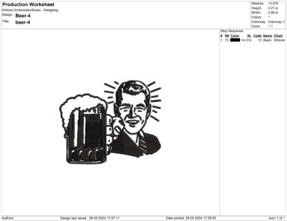 Beer Embroidery design