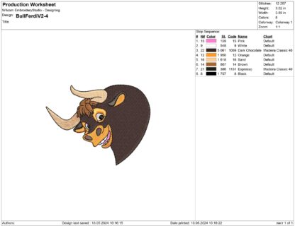 Bull embroidery design files - Image 2