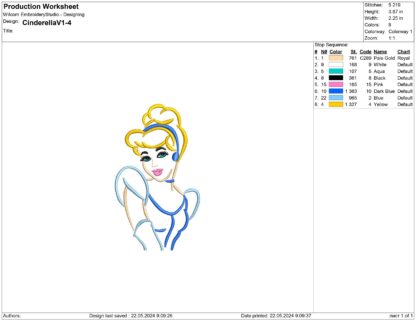 Cinderella Embroidery design